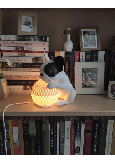 Uyuyan Fransız Buldog Masa Lambası 3d Baskı Köpek Dekoru