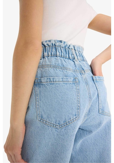 Defacto Paperbag Yüksek Bel Düz Paça Uzun Jean Kar Yıkamalı Pantolon E7760ax25aunm39 Mavi