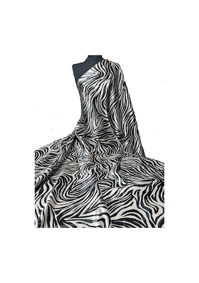 İpek Floş Saten Kumaş Parlak Dökümlü Polyestersiz Elbiselik 150 Cm En 3000 -4 Zebra