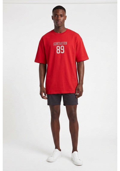 Blow Up Future Gen 89 Kırmızı Oversize Erkek T-shirt 141514 Siyah