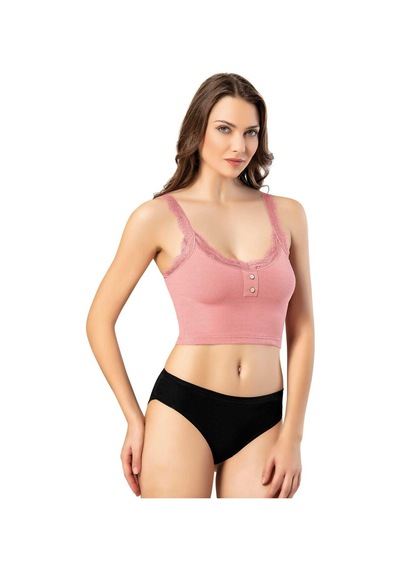 Lucien Vela Dantelli Askılı Fitilli Ribana Pamuklu Düğmeli Body / Bluz / Atlet Su Yeşili & Gül Kurusu Pembe Lucien Vela Dantelli Askılı Fitilli Ribana Pamuklu Düğmeli Body / Bluz / Atlet Su Yeşili & Gül Kurusu Pembe