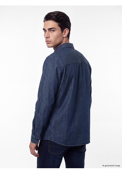LC Waikiki Lc Waıkıkı Mavi Relax Fit Erkek Jean Gömlek