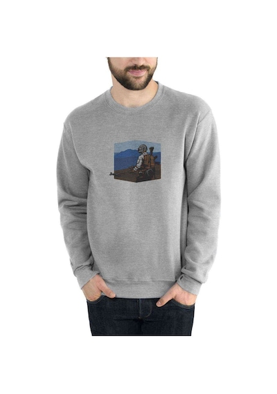 Pubg Sniper Mountain Baskılı Gri Erkek Örme Sweatshirt