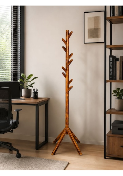 Talasch Ahşap Ayaklı Askılık Portmanto Modern Elbise Askısı Konfeksiyon 175 Cm Naturel Ceviz