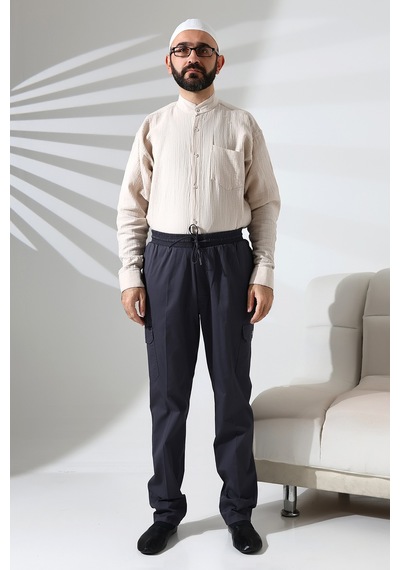 İhvanonline Erkek Çınar Yandan Cepli Beli Lastikli Hac Ve Umre Kargo Pantolon Füme İhvanonline Erkek Çınar Yandan Cepli Beli Lastikli Hac Ve Umre Kargo Pantolon Füme