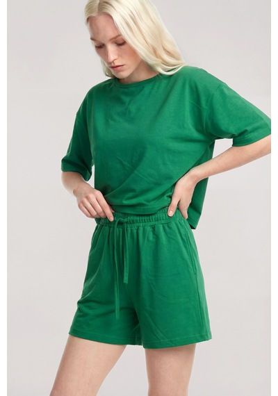 Akbeniz Kısa Kollu Şortlu Pijama Takımı Yeşil YESIL