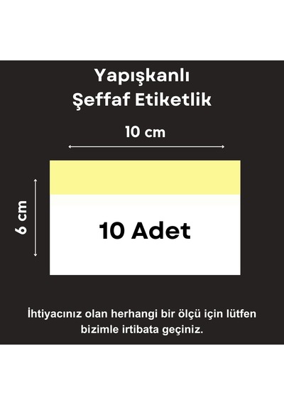10 Adet Pvc Etiketlik Yapışkanlı 10x6 Cm Raf Fiyat Etiket Cebi