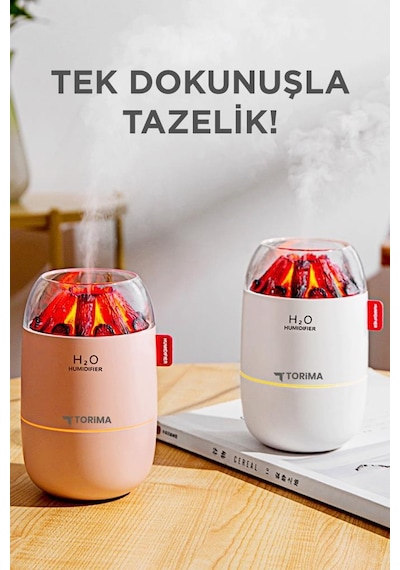 H16 Beyaz Odun Ateşi Efekli Hava Nemlendirici Buhar Makinesi 280ml Led Işıklı Sessiz Çalışma