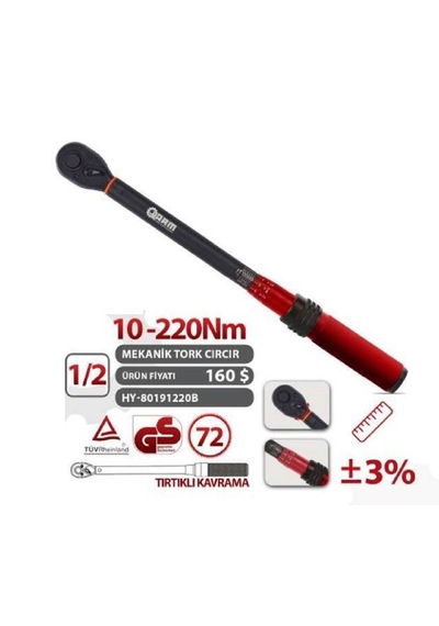 Ht- Arm 1/2 10 220 Nm Cırcırlı Tork Kolu Anahtarı