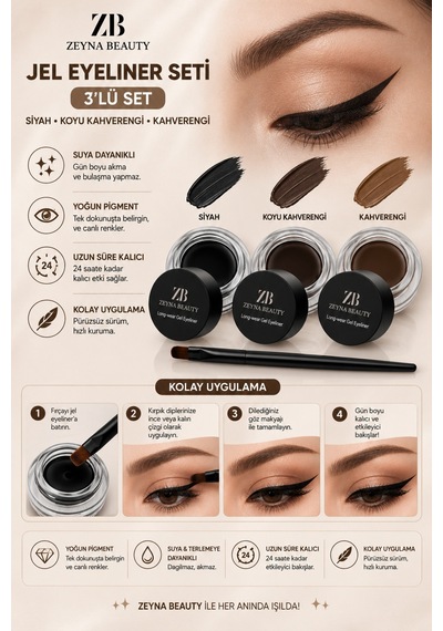 Jel Eyeliner İkili Kahve&siyah Renk Siyah - 626168302 Diğer