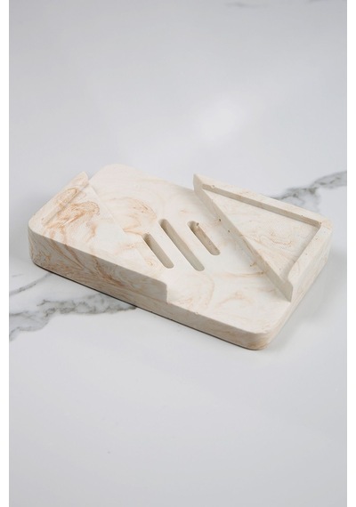 Buççin Online Mağaza Mermer Desenli Banyo Mutfak Tuvalet Beton Katı Sabunluk Su Giderli Süzgeç Model 8x13 Cm Beton Bej Çok Renkli