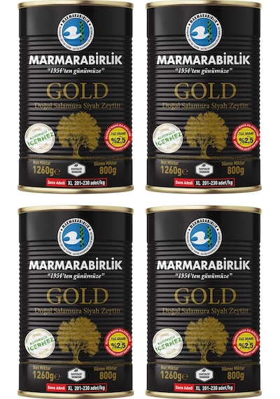 Marmarabirlik Gold Xl Salamura Teneke Zeytin 800 Gr X 4 Adet