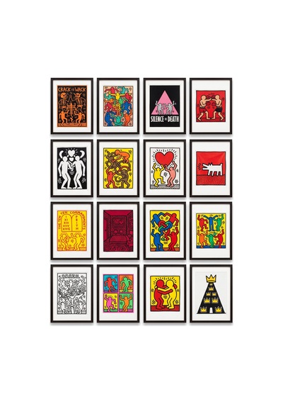 Keith Haring Tabloları 16'lı Sticker Seti Laptop Defter Telefon Etiket Çok Renkli