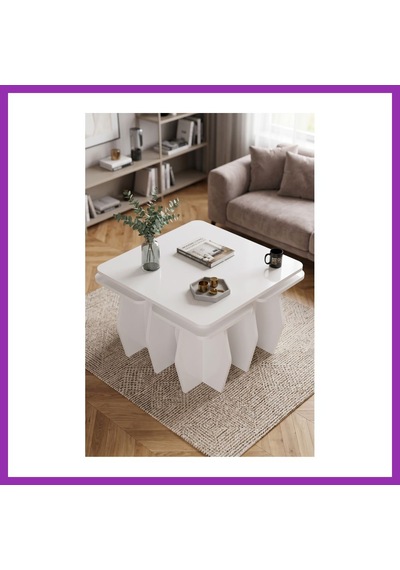 Bezos Orta Sehpa Ve Zigon Sehpa 5'li Set Modern Çok Amaçlı Salon Oturma Odası Yan Sehpa 9247 Beyaz Bty