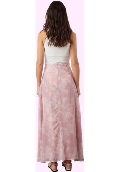 Ersefa Kadın Batik Desenli A Line Şifon Maxi Etek Rahat Günlük Stil Haft Açık Pembe