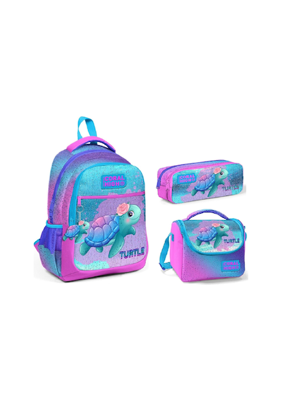 Coral High Kaplumbağa Desenli Beslenme Okul Çantası Kalemlik