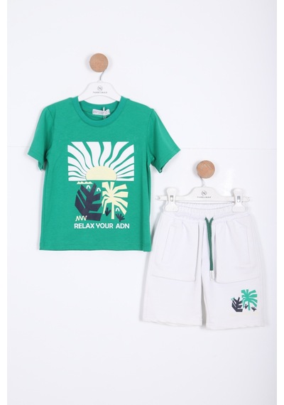 Xo Kids Erkek Çocuk Şort Alt Üst Takım 2-7 Yaş 3223 Yeşil