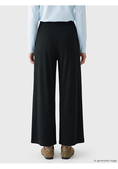 Lcwaıkıkı Basic Siyah Beli Lastikli Geniş Paça Kadın Pantolon