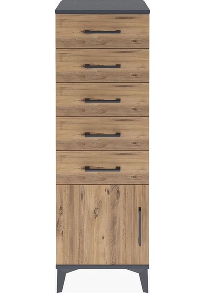 Arges Dolap 5 Çekmeceli Tek Kapaklı 44x30x134 Antrasit-çam Antrasit