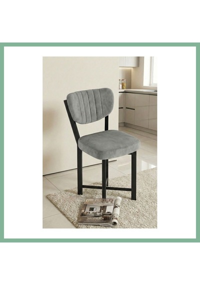 Bşkvirgo Sandalye 1 Adet Baby Face Kumaş Metal Modern Mutfak Sandalyesi Cafe Balkon Ofis Elma 9814 Gri Bsk2026
