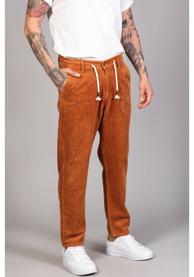 Little Cup Jeans Co Erkek Camel Baggy Fit Rahat Kalıp Kadife Pantolon