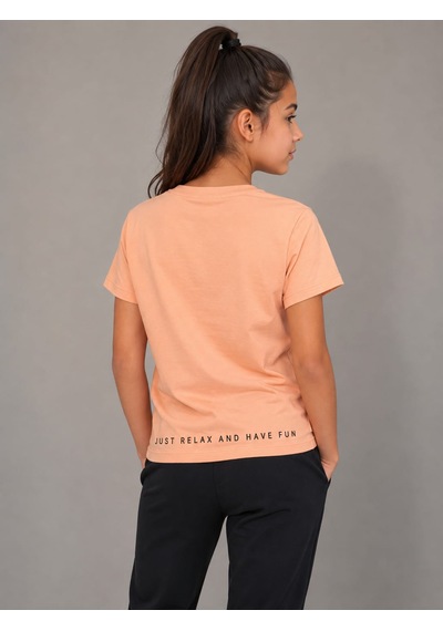 Ela Kız Çocuk Pamuk Penye Tshirt Turuncu