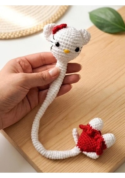 Çanta Charm Kedi Beyaz - Kırmızı