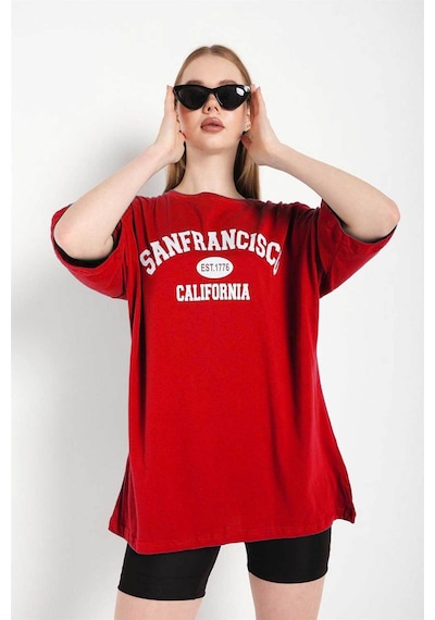 Medinenur San Francisco Baskılı Unisex Tshirt Kırmızı