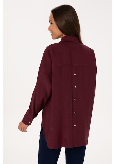 U.S. Polo Assn. Kadın Bordo Uzun Kollu Oversize Desenli Gömlek 50316422-VR177