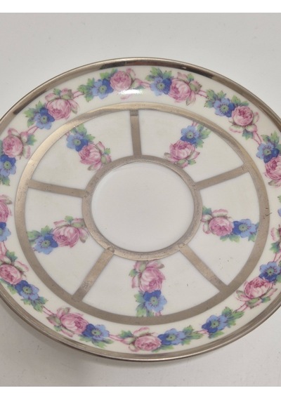 F. Legrand Limoges Çiçek Desenli Porselen Fincan Tabağı 13cm Çok Renkli