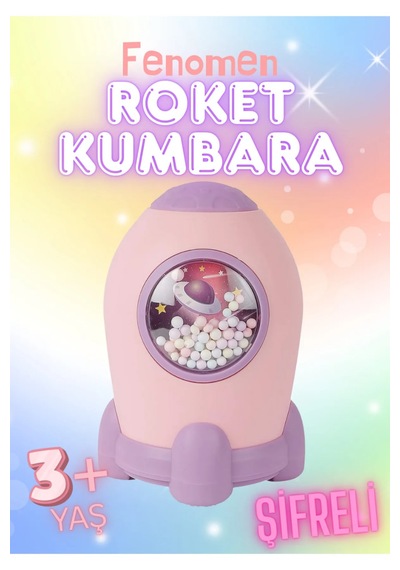 Büyük Boy Şifreli Işıklı Roket Kumbara 17x10cm