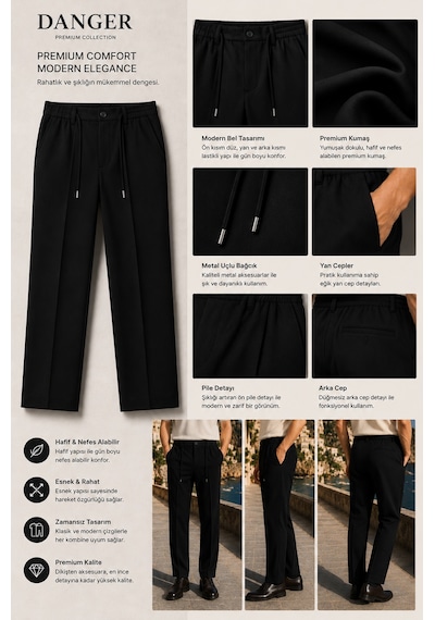 Danger Erkek Comfort Fit Siyah Jogger Pantolon Esnek Kumaş Günlük Rahat Kesim 169dngr Danger Erkek Comfort Fit Siyah Jogger Pantolon Esnek Kumaş Günlük Rahat Kesim 169dngr