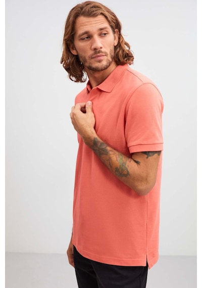 Grimelange Morgan Erkek Regular Kalıp %100 Pamuk Pembe Polo Yaka T-shirt