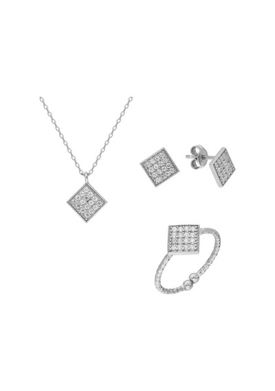 Glorria Gümüş Geometrik Set