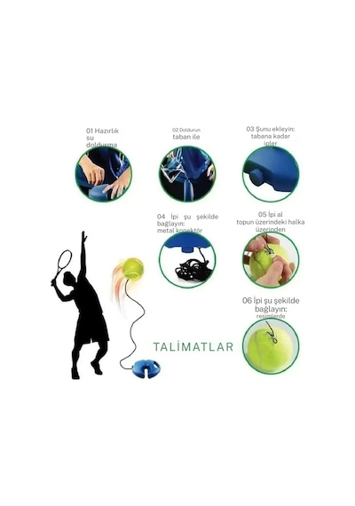 Tenis Antrenör Seti Profesyonel Elastik Halatlı Tenis Antrenman Aleti Pratik Spor Fitness Aleti