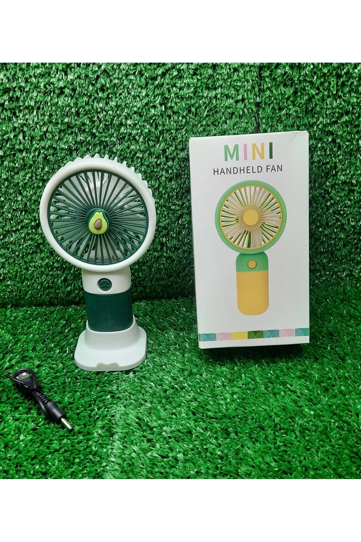 Taşınabilir Şarjlı Mini El Fanı, Masa Fanı Güçlü Vantilatör Pervane Haki 15 Cm -