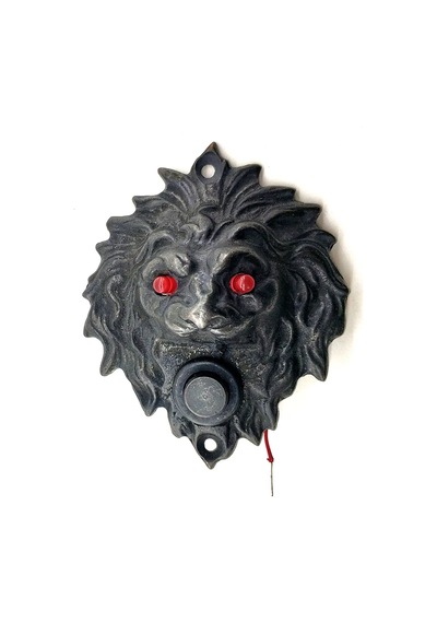 Antika Tarz Dekoratif Pirinç Aslan Kapı Zili - 100x78 Mm, Oksit,