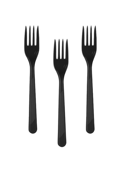 Partipaketi Siyah Plastik Çatal 25'Li