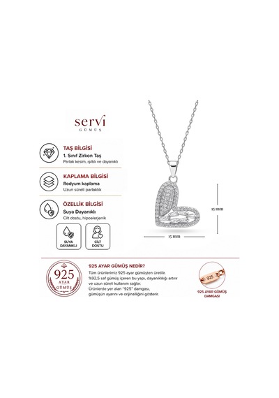 Servi 925 Ayar Gümüş Muse Heart Kolye-15