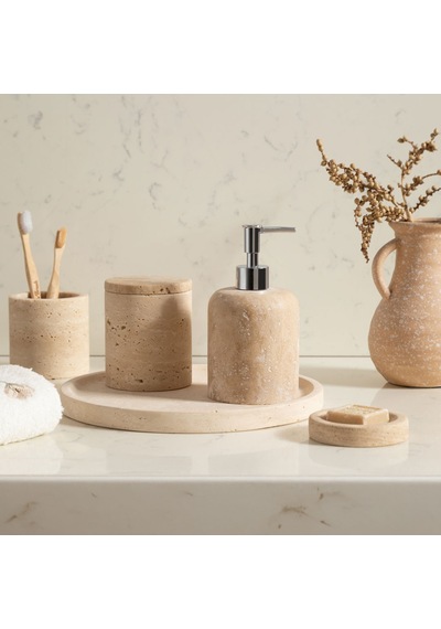 Mudo Home Evelyn Traverten 5'li Banyo Seti Bej
