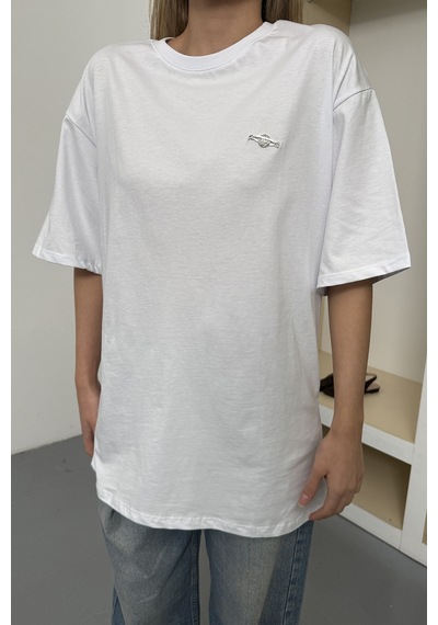 Giysa Kadın Filkete Aksesuarlı Pamuklu T-shirt Beyaz - 26y 26508