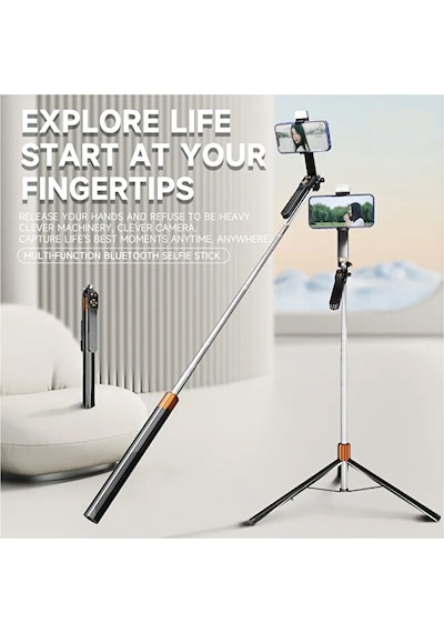 Bluetooth Kumandalı 185cm Tripod Selfie Çubuğu / Go Pro Uyumlu /