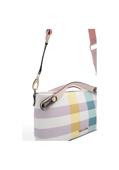 Silver & Polo Silver Polo Lila - Pembe Ekose Kadın Çapraz Çanta Sp1288