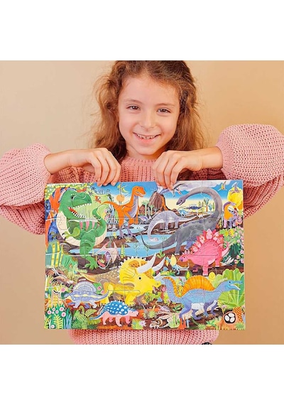 Eeboo 20 Parça Yapboz - Dinosaur Land
