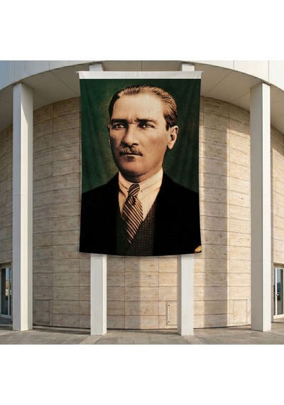 Sivil Başkumandan Gazi Mustafa Kemal Atatürk Poster Bayrak Premium Raşel Kumaş Ata6 2x3m Diğer