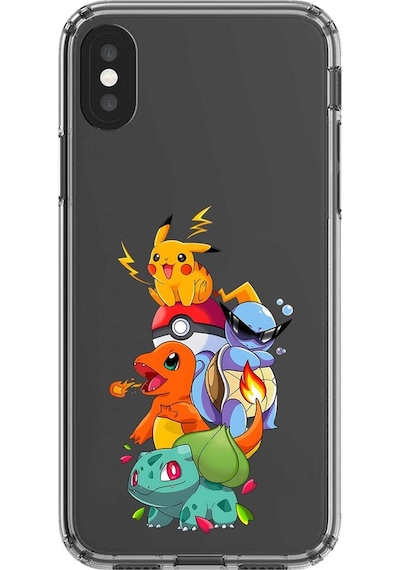 Apple Uyumlu iPhone X Şeffaf Kılıf Pokemon 1 Tasarımlı