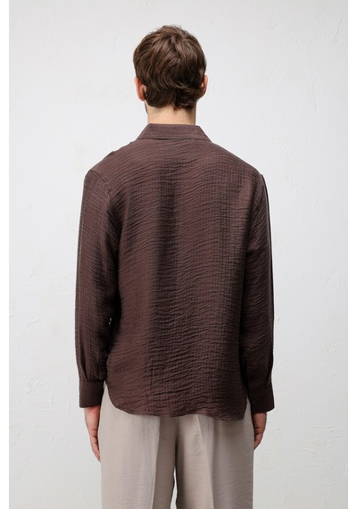 Antioch Crinkled Relax Fit Erkek Gömlek Kahve