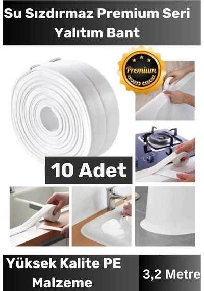 Özel Seri Premium Su Geçirmez Sızdırmaz Lavabo Küvet Yağ Nem Küf Önler 3.2m 10 Adet İzolasyon Bant