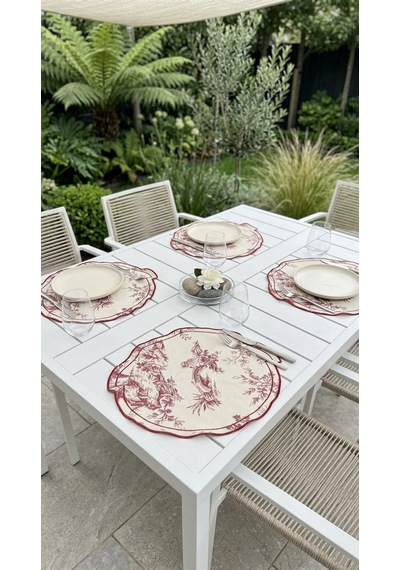 Toile Burgundy Amerikan Servis Çok Renkli