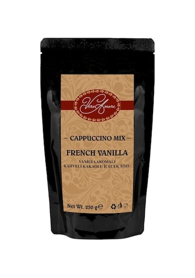 Vero Amore Cappuccino Mix French Vanilla Vanilya Aromalı Kahveli Kakaolu İçecek Tozu 250 G